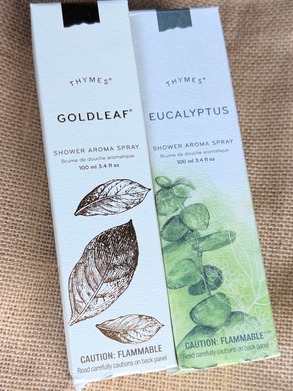 THYMES SHOWER AROMA SPRAY Goldleaf and Eucalyptus  Lot of 2